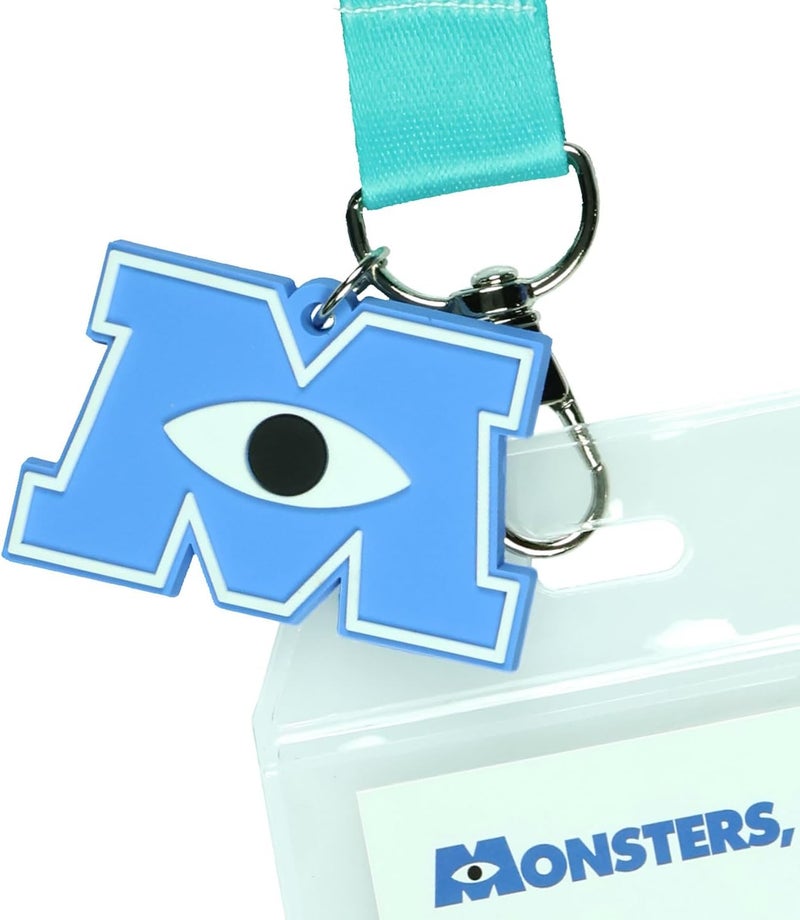 Disney Monsters Inc Scarer of The Month James P. Sullivan Sulley Breakaway Lanyard ID Badge Holder with 2" Rubber Charm (Blue) - Image 3